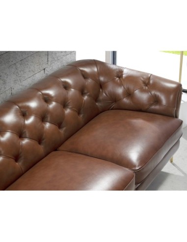 Sofá Chester 2 plazas piel marrón coñac