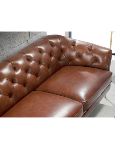 Sofá Chester 2 plazas piel marrón coñac