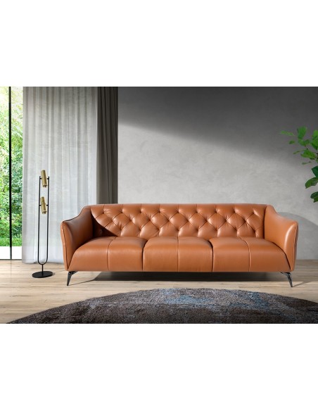 Sofá Chester 3 plazas piel marrón