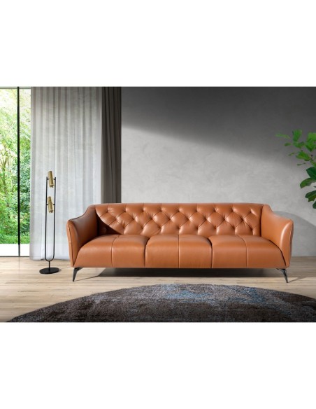 Sofá Chester 3 plazas piel marrón