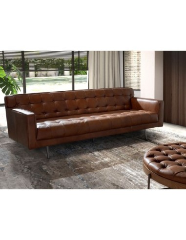 Sofá Chester 3 plazas piel marrón oscuro
