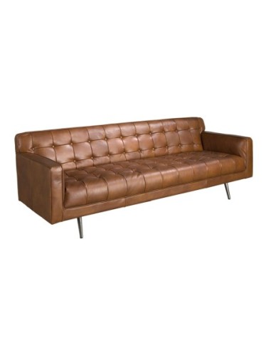 Sofá Chester 3 plazas piel marrón oscuro