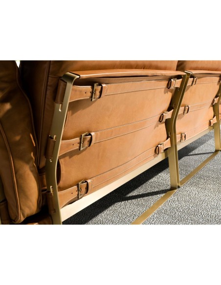 Sofá chaise longue derecha piel camel