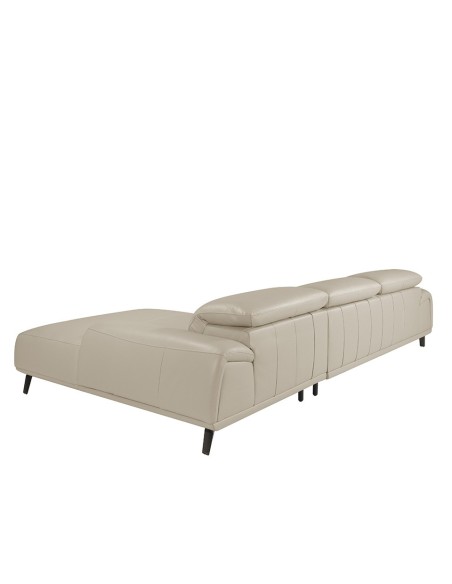 Sofá chaise longue derecha piel gris taupe