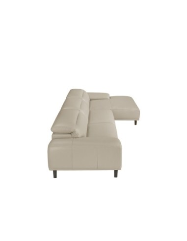 Sofá chaise longue derecha piel gris taupe