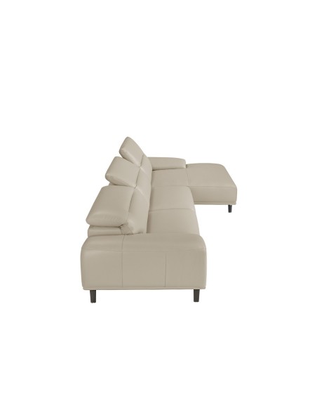 Sofá chaise longue derecha piel gris taupe