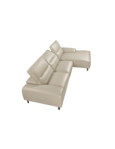 Sofá chaise longue derecha piel gris taupe