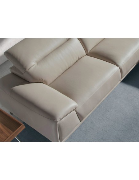 Sofá chaise longue derecha piel gris taupe
