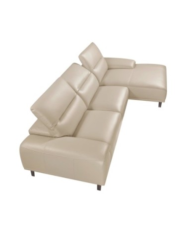 Sofá chaise longue derecha piel gris taupe