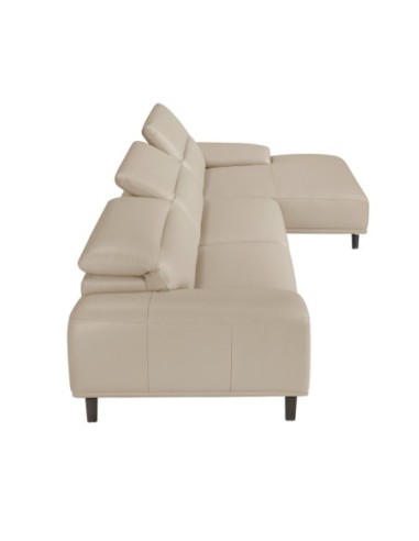 Sofá chaise longue derecha piel gris taupe