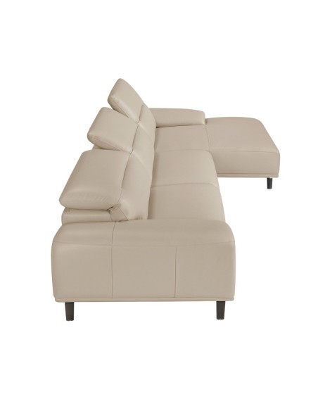 Sofá chaise longue derecha piel gris taupe