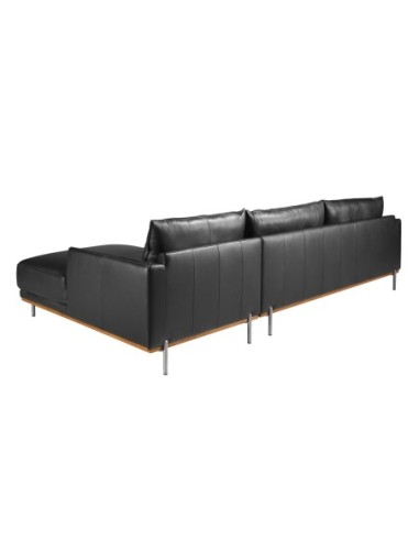 Sofá chaise longue derecha piel negro