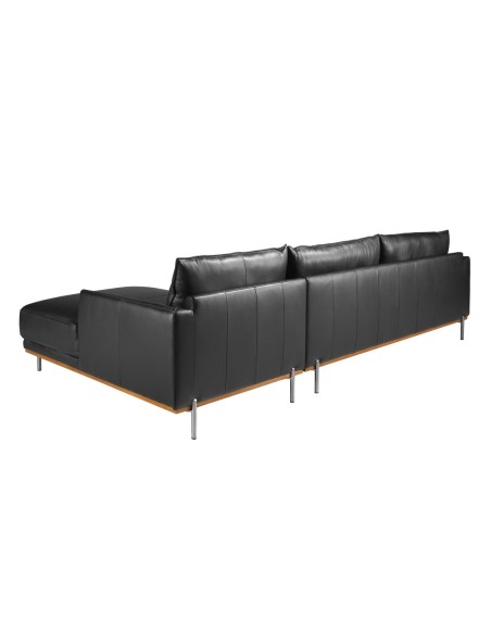 Sofá chaise longue derecha piel negro