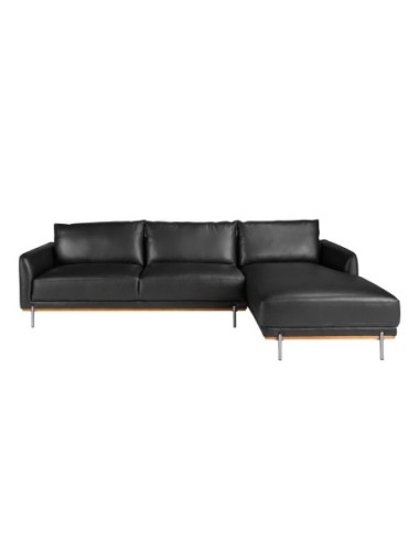Sofá chaise longue derecha piel negro