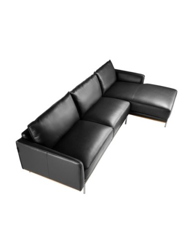 Sofá chaise longue derecha piel negro