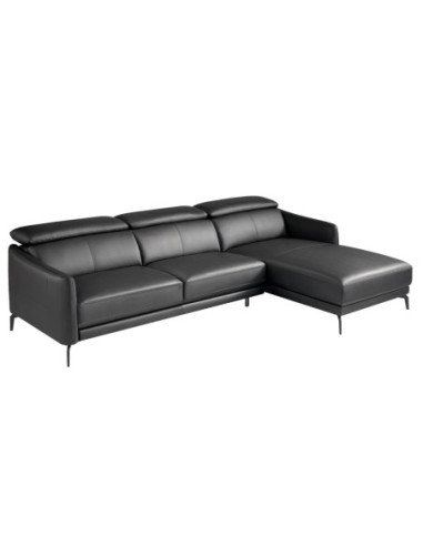 Sofá chaise longue derecha piel negro