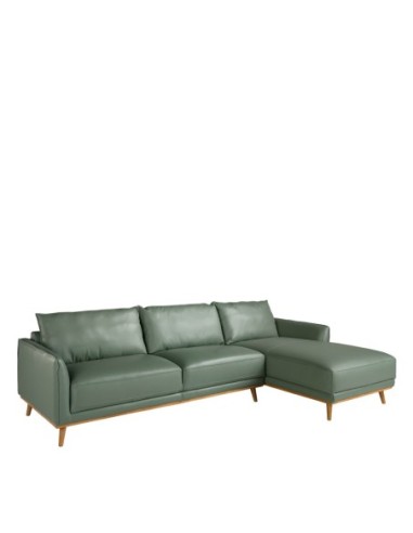 Sofá chaise longue derecha piel verde