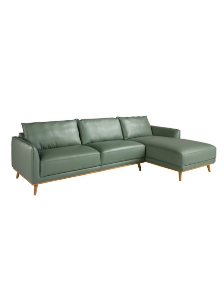 Sofá chaise longue derecha piel verde