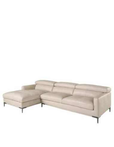 Sofá chaise longue izquierda piel arena