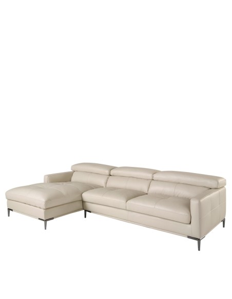 Sofá chaise longue izquierda piel arena