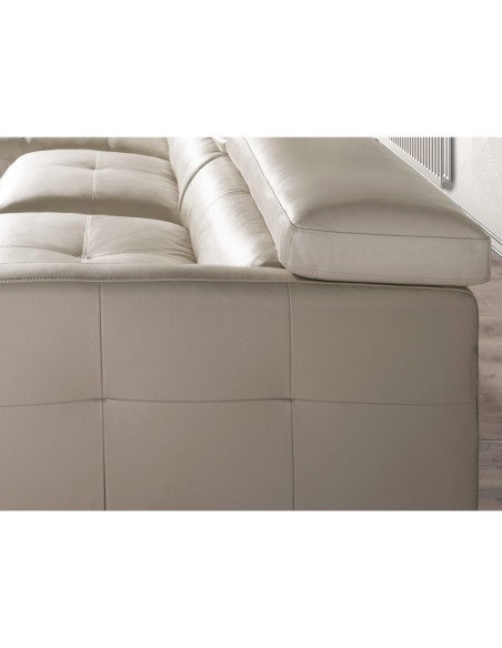 Sofá chaise longue izquierda piel arena