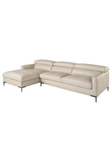Sofá chaise longue izquierda piel arena