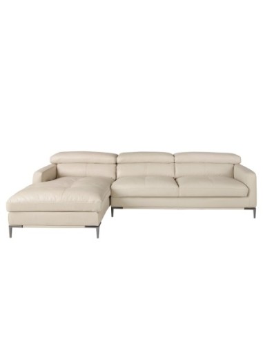 Sofá chaise longue izquierda piel arena