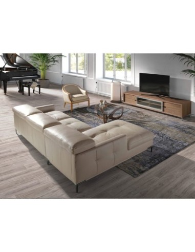 Sofá chaise longue izquierda piel arena