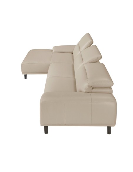 Sofá chaise longue izquierda piel gris taupe