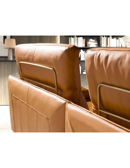 Sofá chaise longue izquierda piel marrón terracota