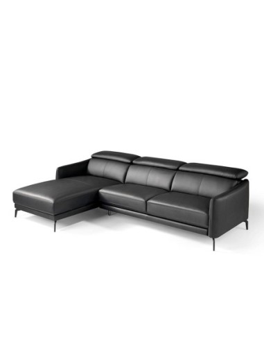 Sofá chaise longue izquierda piel negro