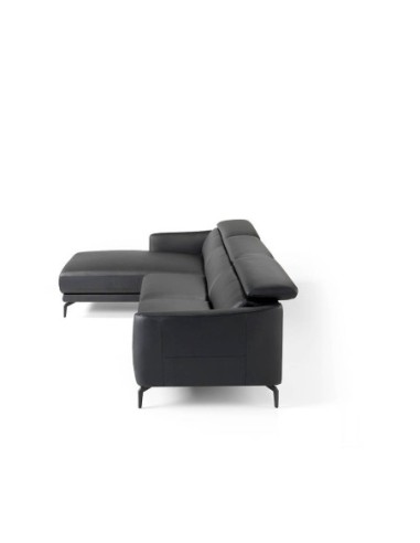 Sofá chaise longue izquierda piel negro