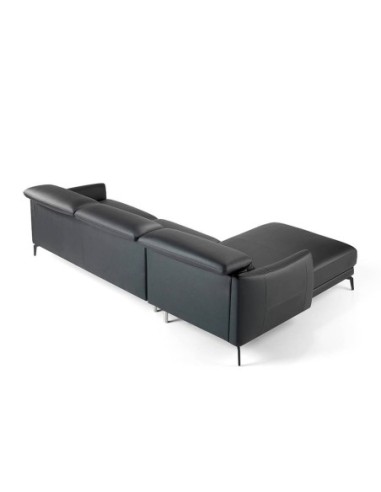 Sofá chaise longue izquierda piel negro