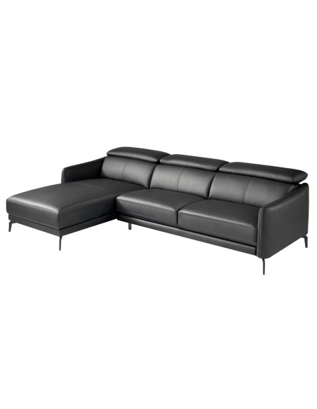 Sofá chaise longue izquierda piel negro