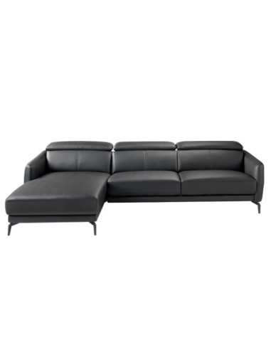 Sofá chaise longue izquierda piel negro