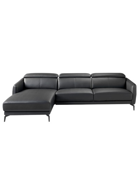 Sofá chaise longue izquierda piel negro