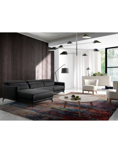 Sofá chaise longue izquierda piel negro
