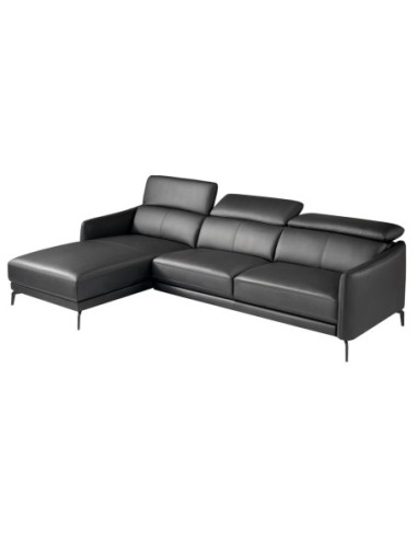 Sofá chaise longue izquierda piel negro