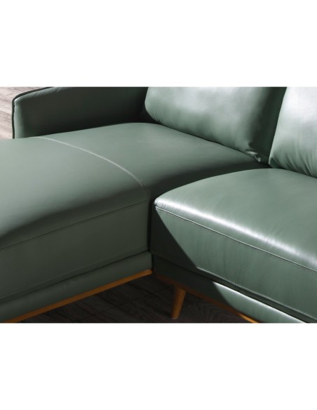 Sofá chaise longue izquierda piel verde
