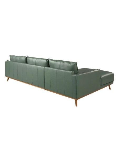Sofá chaise longue izquierda piel verde