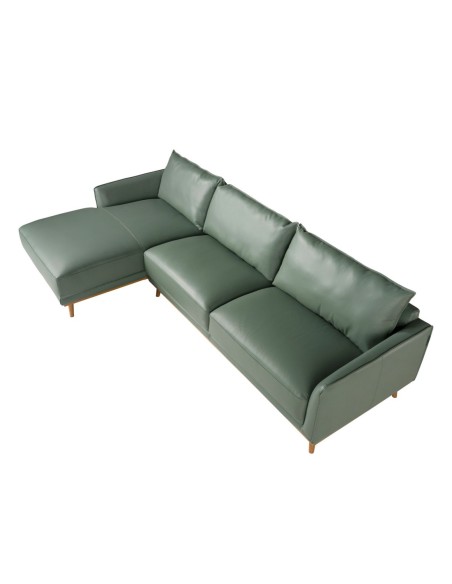 Sofá chaise longue izquierda piel verde