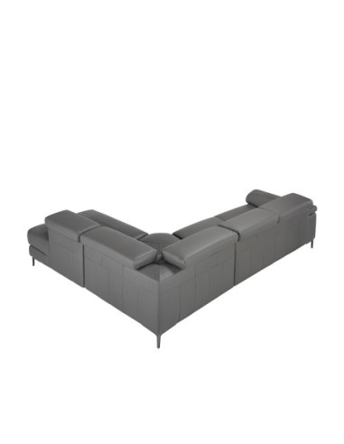 Sofá chaise longue relax derecha piel gris oscuro