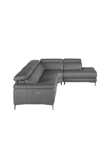 Sofá chaise longue relax derecha piel gris oscuro