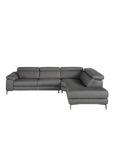 Sofá chaise longue relax derecha piel gris oscuro