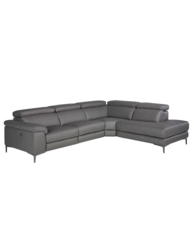 Sofá chaise longue relax derecha piel gris oscuro