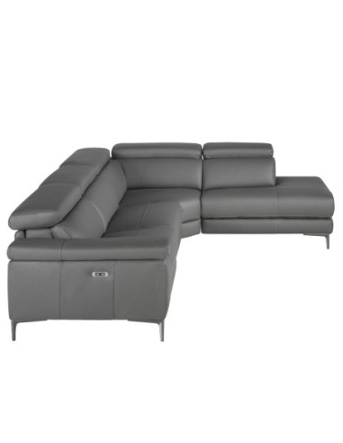 Sofá chaise longue relax derecha piel gris oscuro