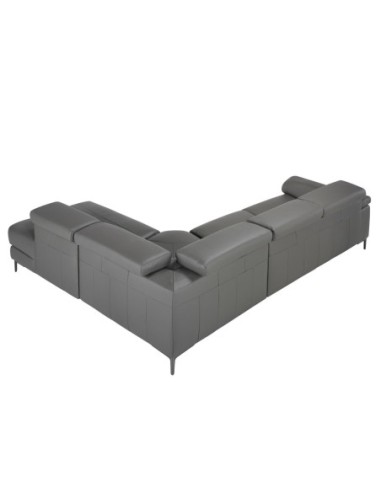 Sofá chaise longue relax derecha piel gris oscuro