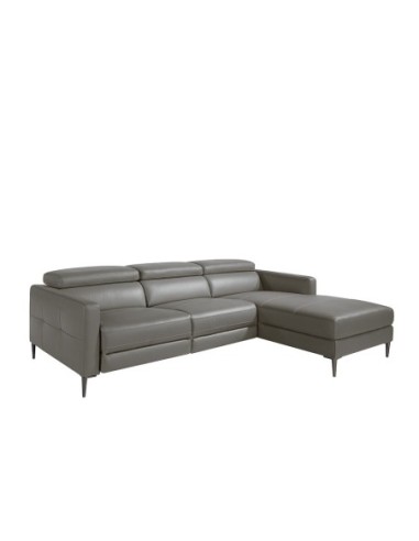 Sofá chaise longue relax derecha piel gris oscuro