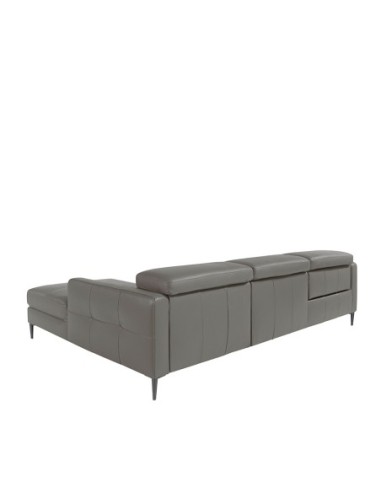 Sofá chaise longue relax derecha piel gris oscuro