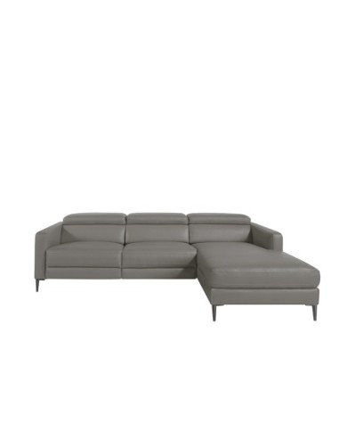 Sofá chaise longue relax derecha piel gris oscuro